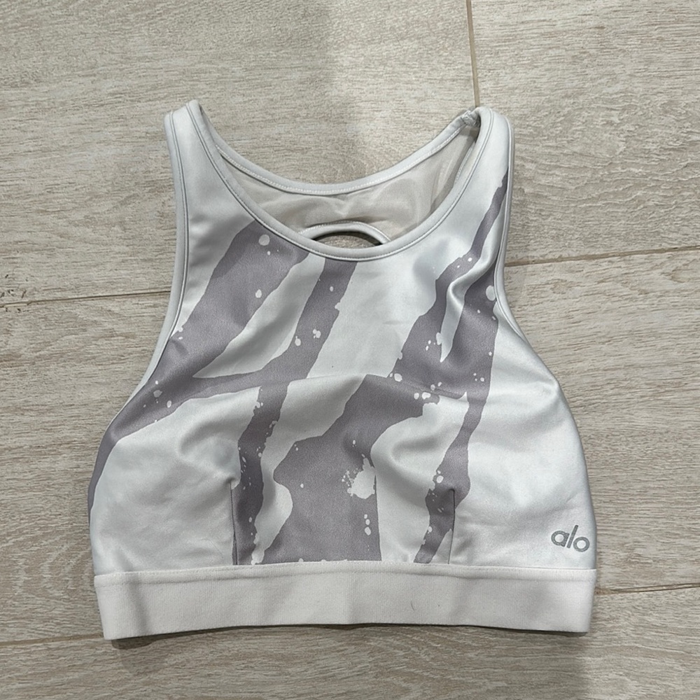 Alo White and Gray Sports Bra size small